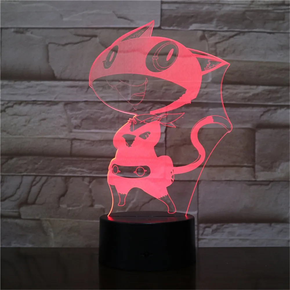 PERSONA 5 Morgana 3d Night Light Anime Morgana Persona Toys Kids Gift Color Changing Lampara Led Lamp Lighting Table Lamp Decor