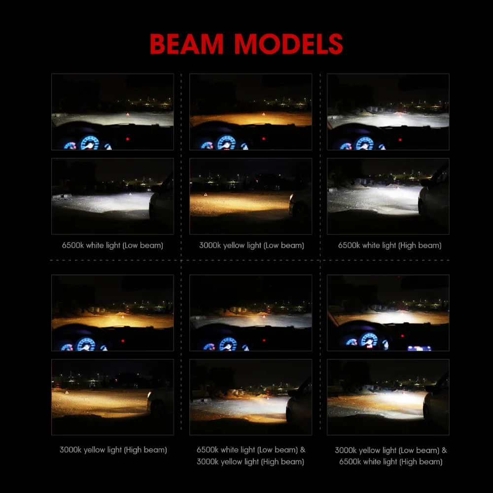 Oslamp H4 H13 Hi-Lo Beam H7 H11 9005 9006 Single Beam 50W LED Car Headlight Bulb Fog Light Lamps Yellow White Light 3000K 6500K