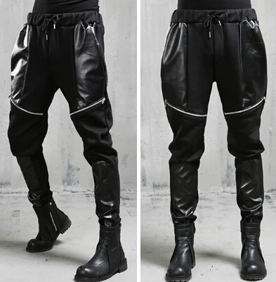 Mens Leather Patch Pocket Zipper Hip 