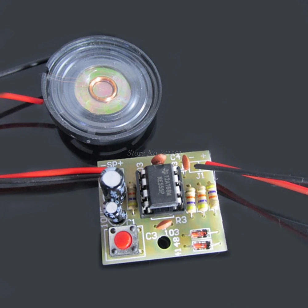 NE555 مذبذب الطنان الإلكترونية DIY لهجة مولد LED كيت 8R 0.25 W المتكلم الدوائر المتكاملة NE555 مذبذب الطنان الإلكترونية DIY لهجة مولد LED كيت 8R 0.25 W المتكلم الدوائر المتكاملة