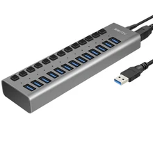 Acasis высокого Скорость 13 Порты USB 3,0 док-станция USB Порты и разъёмы usb-хаб USB разветвитель, украшенное мозаикой из драгоценных камней, 12V 5A Мощность шнур