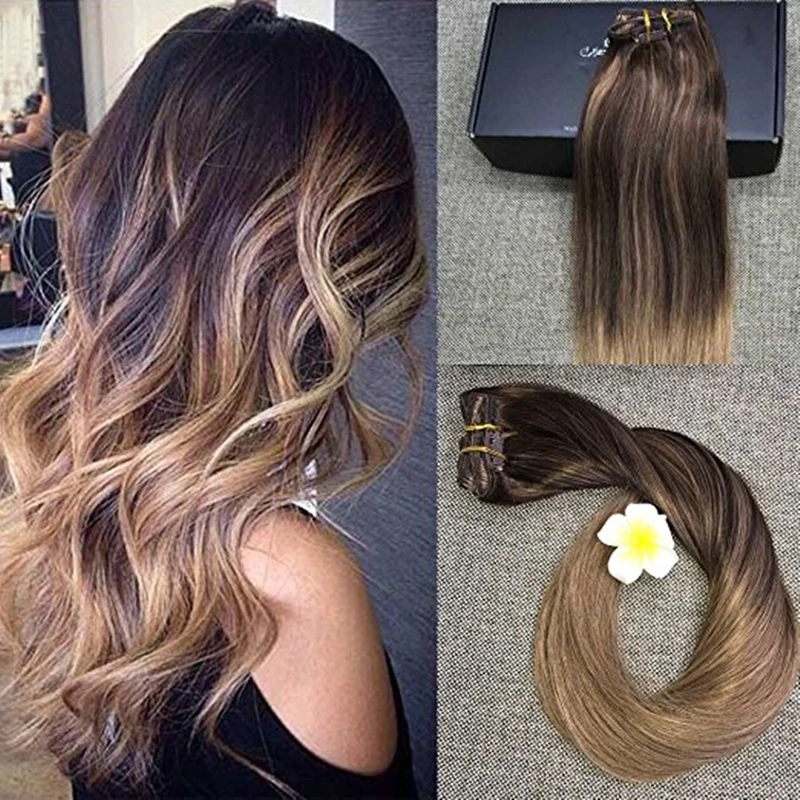 Full Shine Biscuit Balayage Blonde Highlighted Extensions 8a
