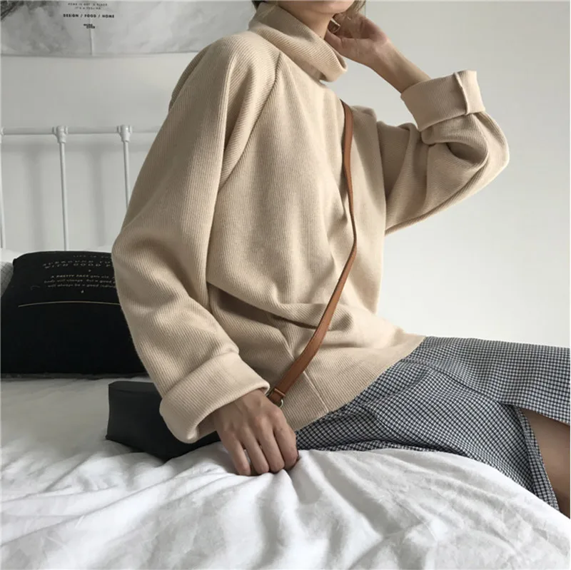 Camisola de Gola Alta de Malha Jaqueta de Crochê Camisola Feminina Casual Solto Manga Comprida Pulôveres Sweatshirts Aecu11 10 Aecu11 camisola de gola alta de malha