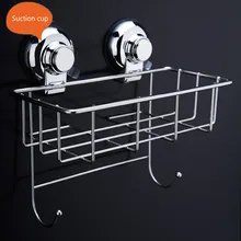 super suction cup 304 stainless steel Bathroom caddy shower basket heart shape kitchen rack storage basket basket shelf