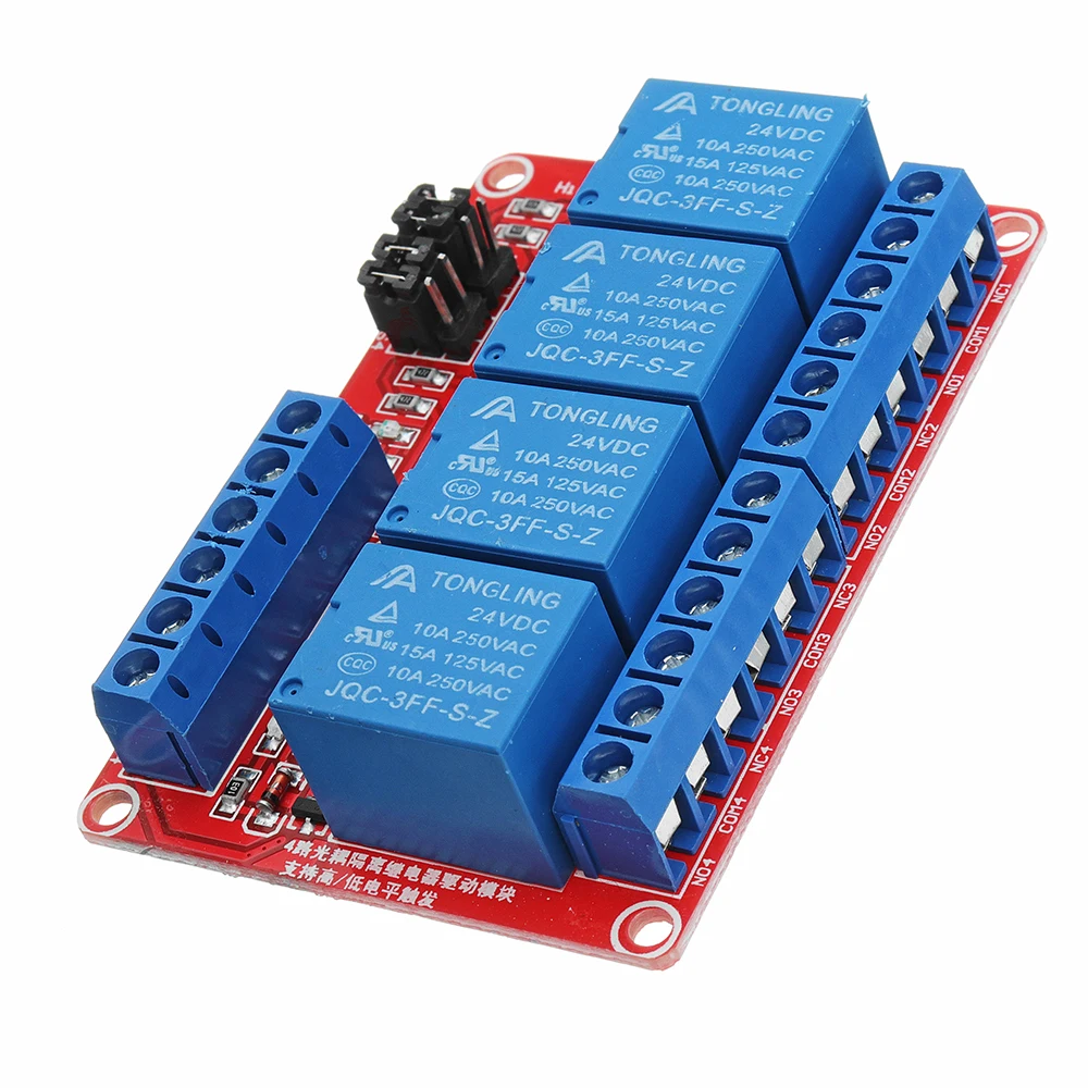 

4 Channel 24V Level Trigger Optocoupler Relay Module For Arduino