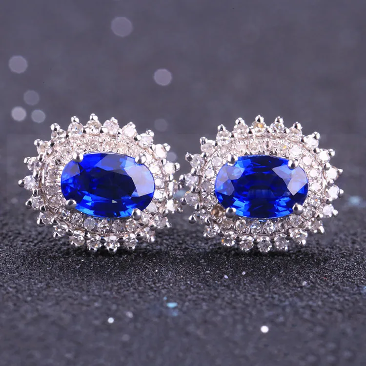Ювелирные изделия натуральный настоящий голубой топаз блеск серьги гвоздики 925 серебро 0.6ct* 2шт драгоценный камень# F18053001