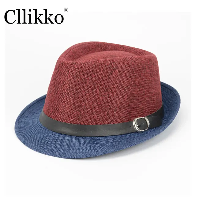 Cllikko летняя шляпа для мужчин, летняя пляжная кепка, шляпа от солнца, Мужская Панама, соломенная, мужской Гангстер Трилби, модный козырек от солнца, Кепка