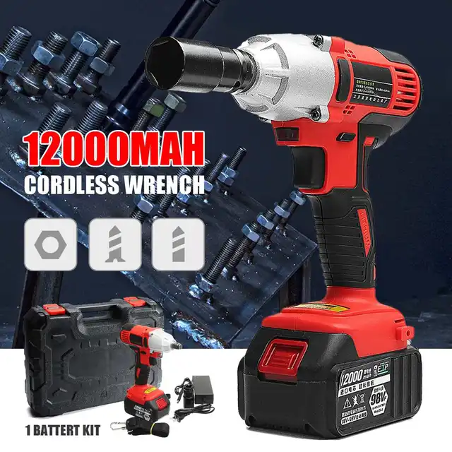 Electric Wrench 98V Lithium Ion Cordless Impact Wrench Brushless Motor