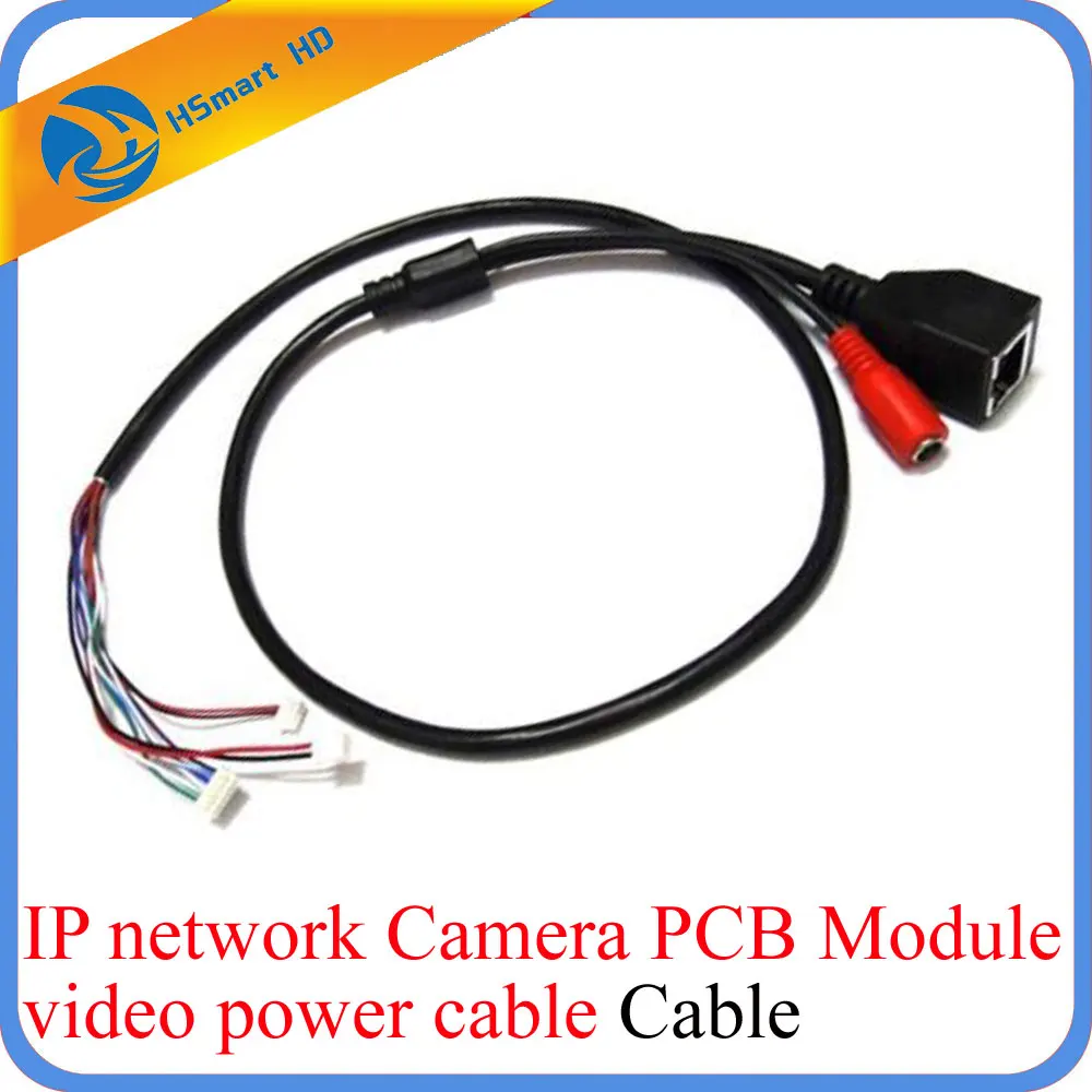 CCTV IP Сетевая камера PCB модуль видео кабель питания RJ45 Женский и DC Мужской черный