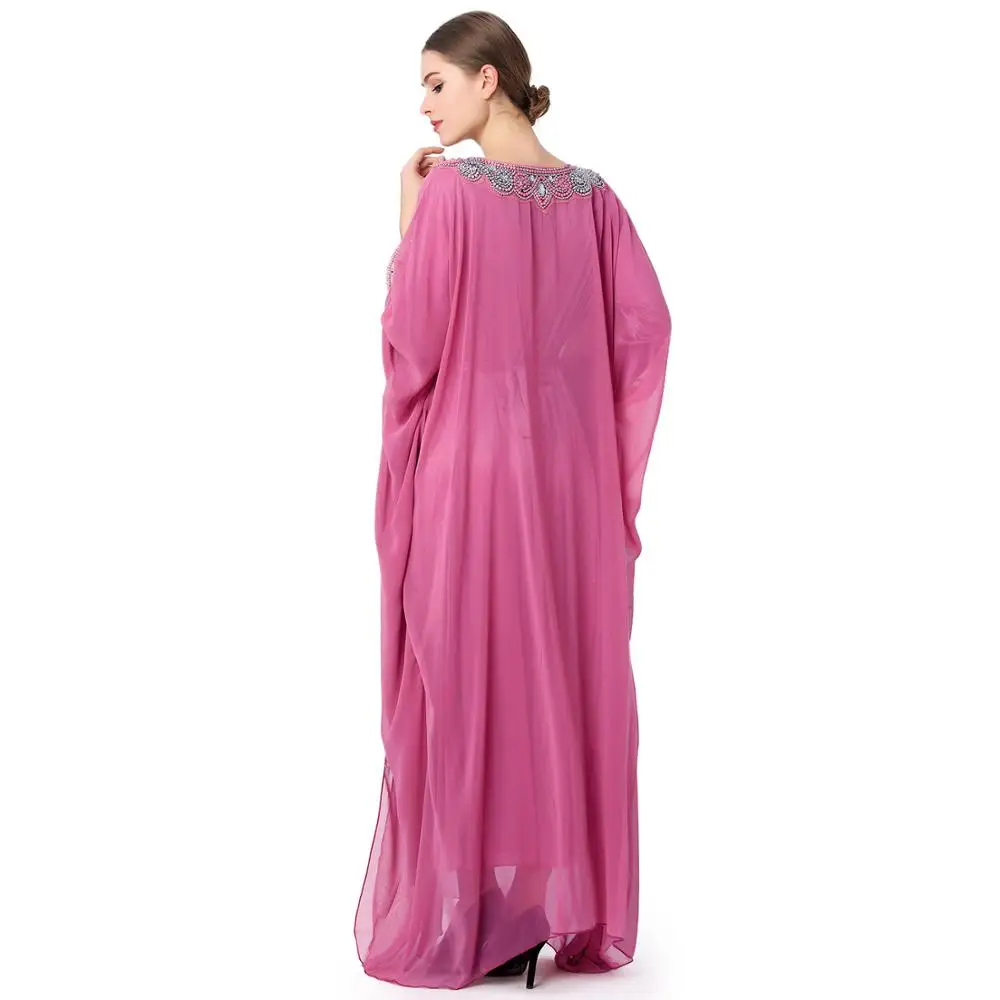 pink abaya for summer, abaya style, embroidered abaya, butterfly abaya, caftan abaya