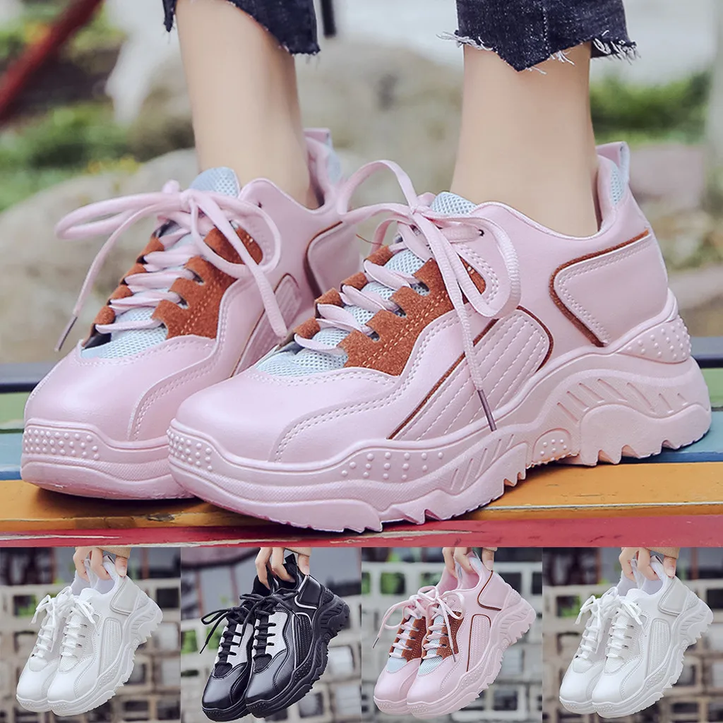 

New Outdoor Fashion Women Ladies Fashion Comfort Breathable Lace Up Casual Shoes Sneakers 30 Drop shipping