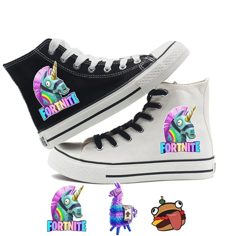 

FortniteBattleRoyale Print Illustration High Top Canvas Uppers Sneakers Student Personalise Trendy Athletic Shoes