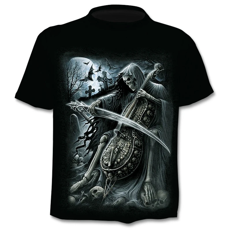 

2019 Brand Skull T Shirt Skeleton T-shirt Men Gothic Shirts Punk Tee Rock T Shirts 3d T-shirt Anime Print Mens Clothing S-4XL