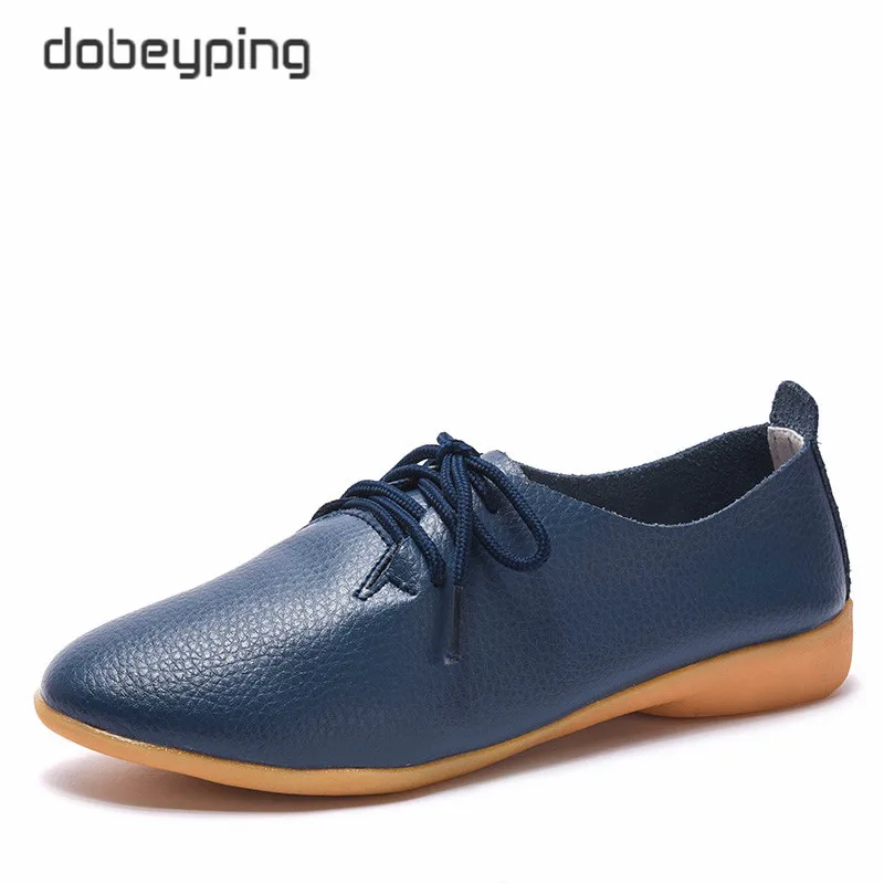Dobeyping 2018 новые женские туфли из натуральной кожи на шнуровке плоской подошве с