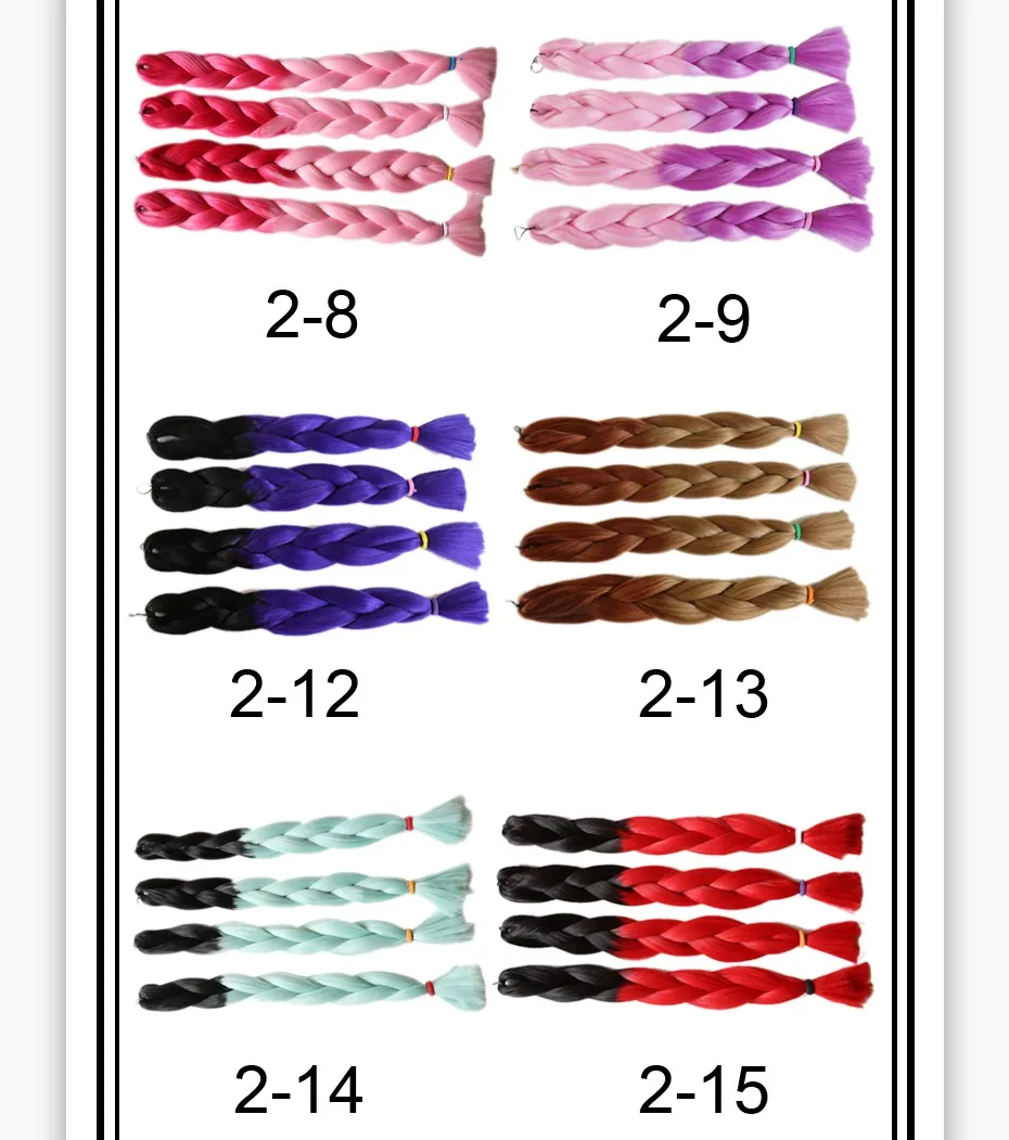 Ombre Kanekalon Braiding Hair 24 100g Two Tone Kanekalon Synthetic Hair Havana Mambo Twist Crochet Hair Extensions (19)