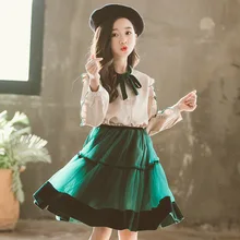 2019 Spring New Girls and Children Big Boy Mu-ear Shirt Yarn Skirt Set Tide