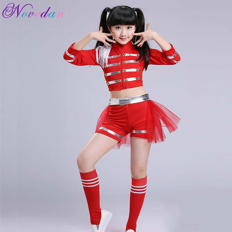 

2019 Kids Girls Mordern Jazz Dance Hip Hop Costume Cheerleader Gymnastics Dress Jazz Dancer Clothes Costume Pants Stocking Kids
