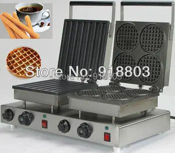 

Free Shipping to USA/Canada/Japan Doulbe-Head 110v Electric Churros Machine+ Round Waffle Maker Machine Baker