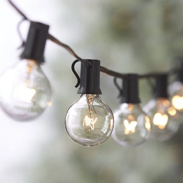 Christmas Fairy Lights String With 25 G40 Bulbs Outdoor Christmas Fairy Lights String With 25 G40 Bulbs Outdoor Bistro Market Cafe Garden Party