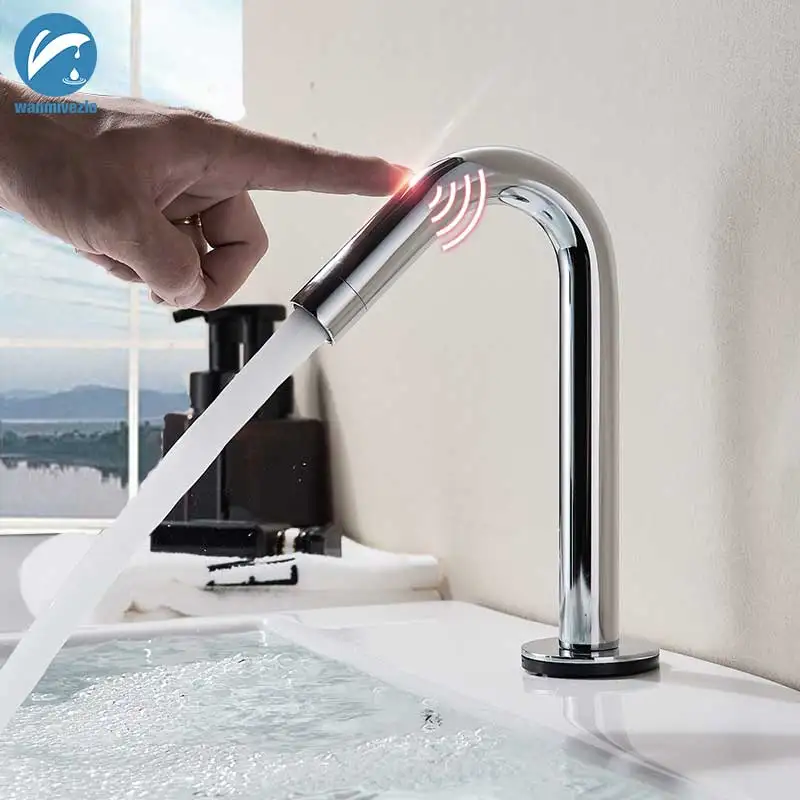 

Chrome Polished Smart Touch Control Basin Faucet Hand Touch Tap Cold Hot Mixer Tap Bathroom Touch Tap Basin Touch Crane torneira