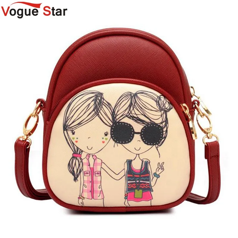 

Vogue Star Summer Bag Famous Brand Women Messenger Bag Cartoon Printing PU Leather Shoulder Bags Vintage Small Mini Flap LA428