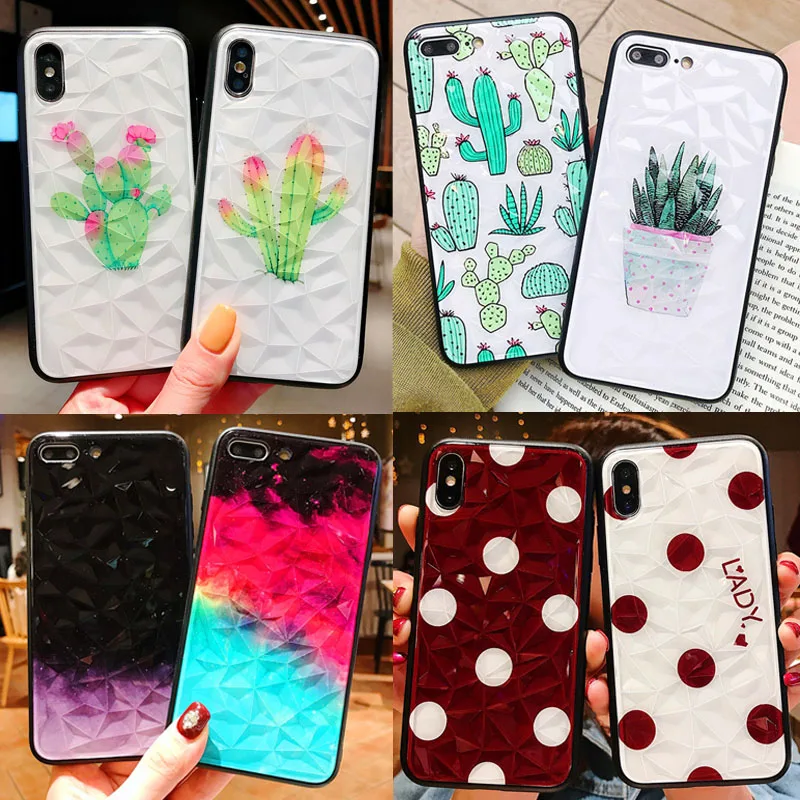 

Luxury Bling Diamond Hard Cover Dot point Plant Cactus Fruit Case For huawei P30 PRO P20 Lite Mate 20 PRO Honor 8X Nova 3 3i 4