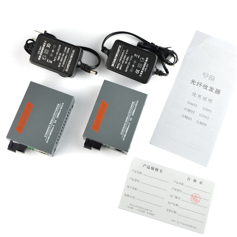 

1 Pair HTB-GS-03 A/B Gigabit Fiber Optical Media Converter 1000Mbps Single Mode Single Fiber SC Port 20KM External Power Supply