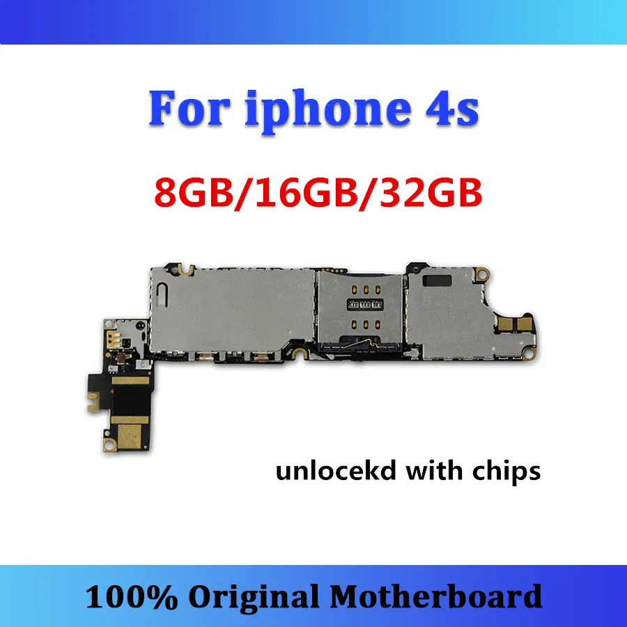 

Original unlocked for iphone 4s motherboard with chips mainboard with IOS system logic board 8GB,16GB,32GB,64GB replaced board