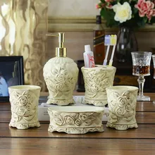 Керамический костюм из пяти предметов в европейском стиле для ванной, Высококачественный простой домашний набор туалетных принадлежностей для ванной комнаты, свадебный подарок lo83154