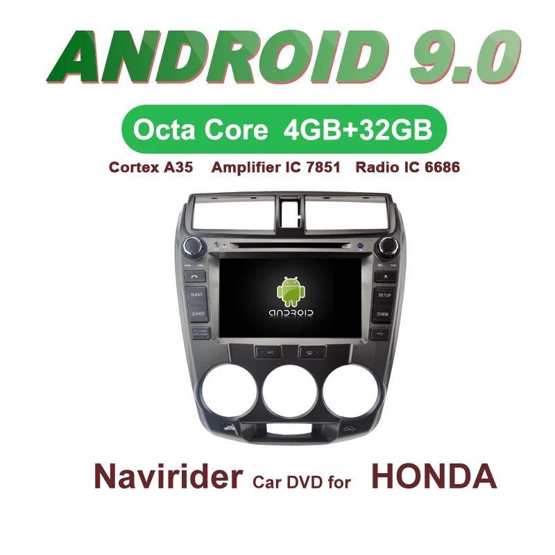 

Navirider GPS Android 9.0 bluetooth stereo 4-Core 8-Core car DVD player for HONDA CITY 08-12 MT head unit autoradio accessories