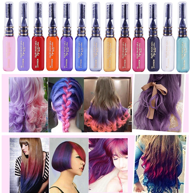 Многоцветная одноразовая крем-краска для волос, продукт для красоты волос, временная цветная ручка для волос, легко окрашивающий Быстросохнущий цветной карандаш TSLM2