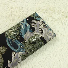 100x140 см/3" x 55" металлик Золотой Японский дракон волна хлопок ткань