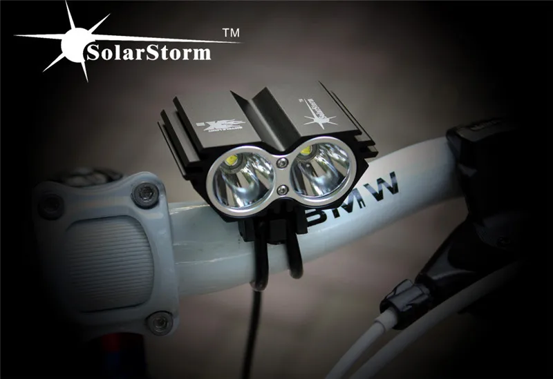 SolarStorm X2 5000лм Водонепроницаемый светодиодный велосипедный передний светильник светодиодный головной светильник лампа вспышка светильник с перезаряжаемой батареей+ зарядное устройство - Цвет: Black