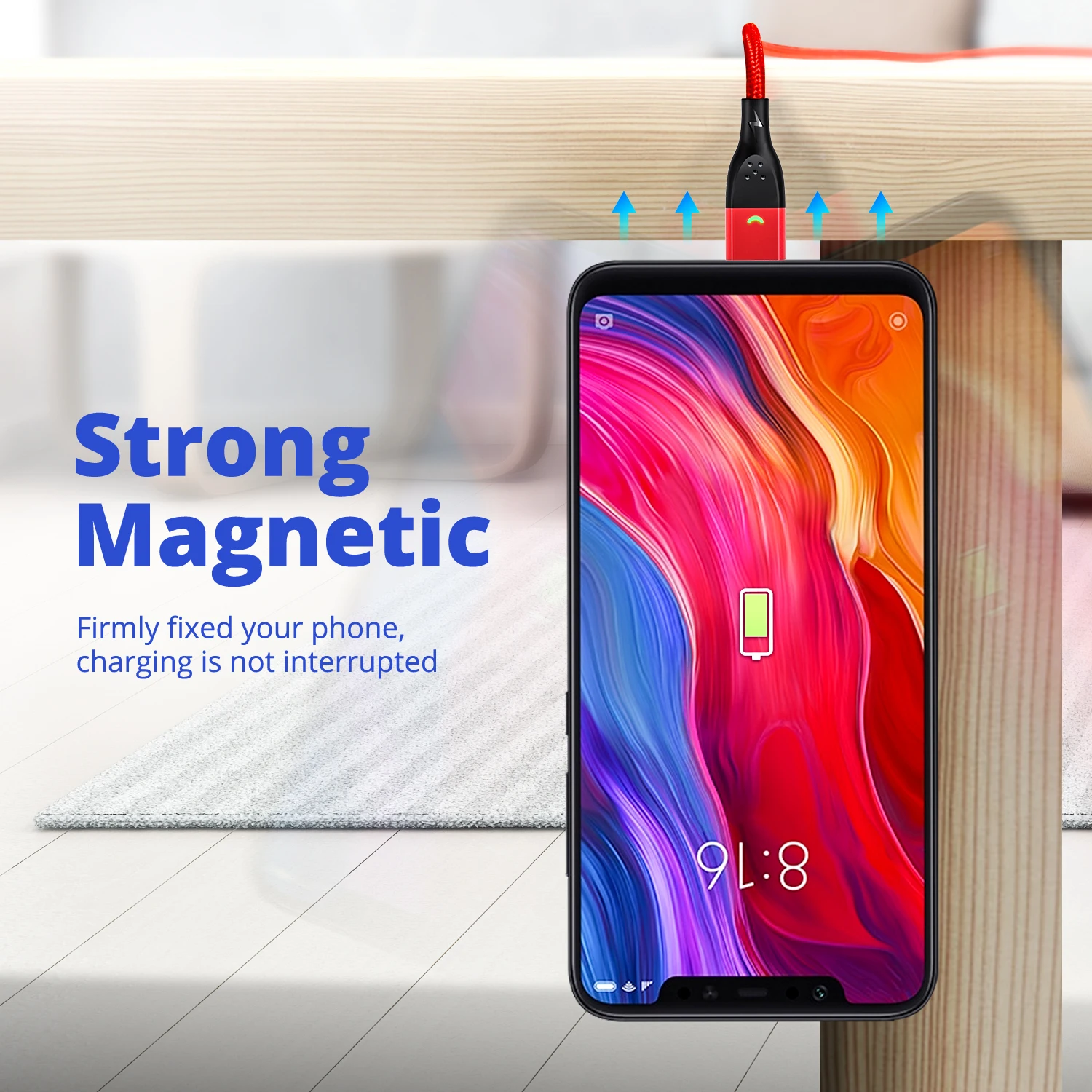 FONKEN كابل مغناطيسي نوع C كابل المصغّر USB سريع كابل شحن المغناطيس سريعة شاحن الهاتف المحمول USB C الكابلات البيانات سلك