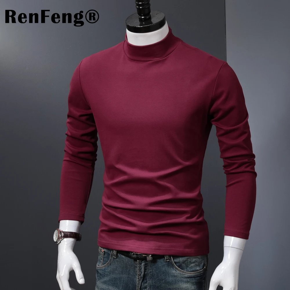 2018 New Fashion Brand Men Clothes Solid Long Sleeve Slim Fit T Shirt Men 95% Lycra Cotton T-Shirt Turtle neck Casual T Shirts (8)