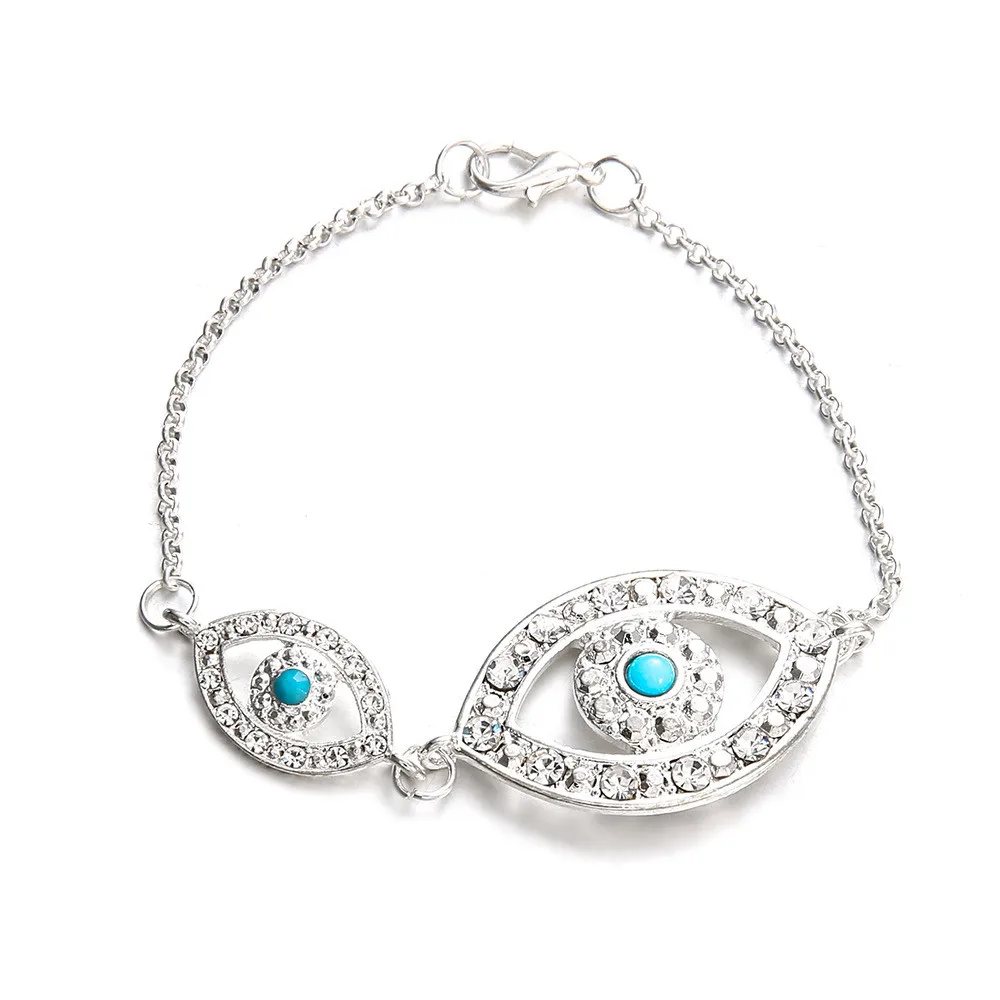 

Charming and attractive Women's Fashion Jewelry Lucky Crystal Evil Eye Chain Charm Bracelet Cuff Bangles For Women Brand Boho
