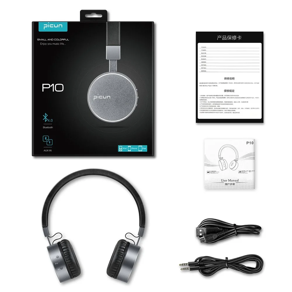Picun P10 Wireless Bluetooth Headphones Hifi Stereo On Ear Headset Noise Cancelling Earphone With Mic For Kids Girl Boy Women