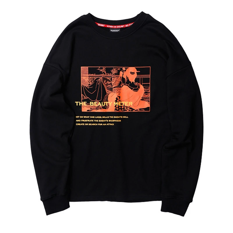 

2019 Men Harajuku Japanese Streeetwear Ukiyo-E Printed Pullover Sweatshirts Unisex Hip Hip Casual Sports Skateboard Hoodies Tops