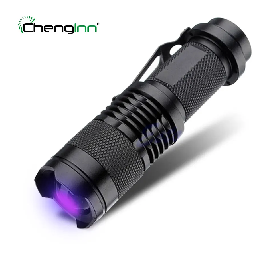 

Zoomable LED UV Flashlight Torch CREE LED UV torch Light Ultra Violet Light Blacklight UV Lamp 14500 Battery LED Light lanterna