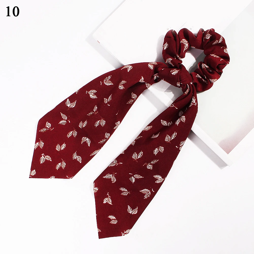 New Leopard Snake Floral Dot Streamers Scrunchies Women Hair Scarf Elastic Bow Hair Rope Ribbon Band Girls Hair Accessories - Цвет: 10