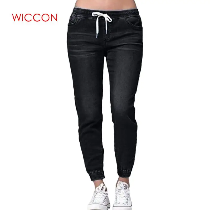 2019 для женщин Высокая талия синий черный брюки для девочек женские тонкие узкие джинсы карандаш Бренд эластичный пояс повседневное Джинс