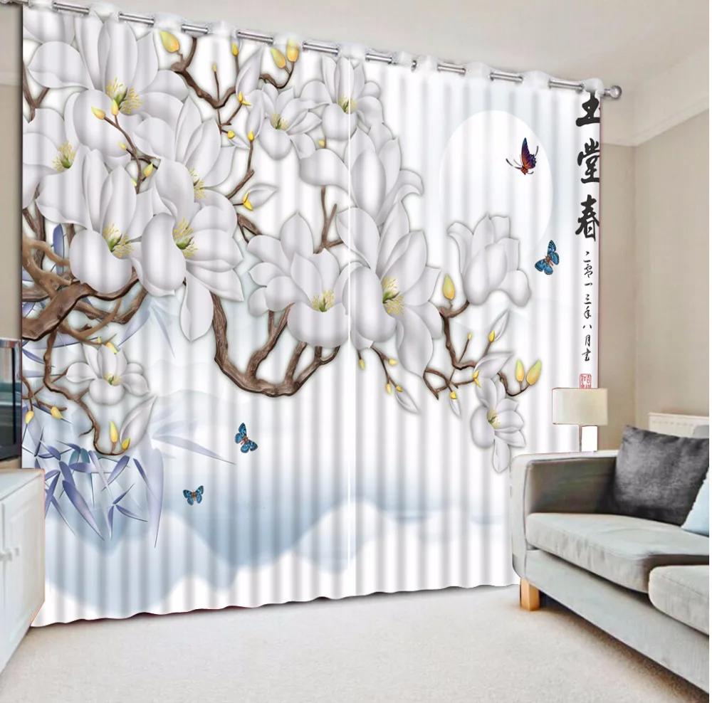 

Modern Printing Curtains 3D Blackout Curtains For Living Room Washable Polyester Bedroom Curtains