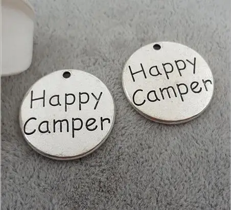 Круглые Подвески с надписью Happy Camper диаметр 25 мм 20 шт./лот высокое качество|Шармы| |