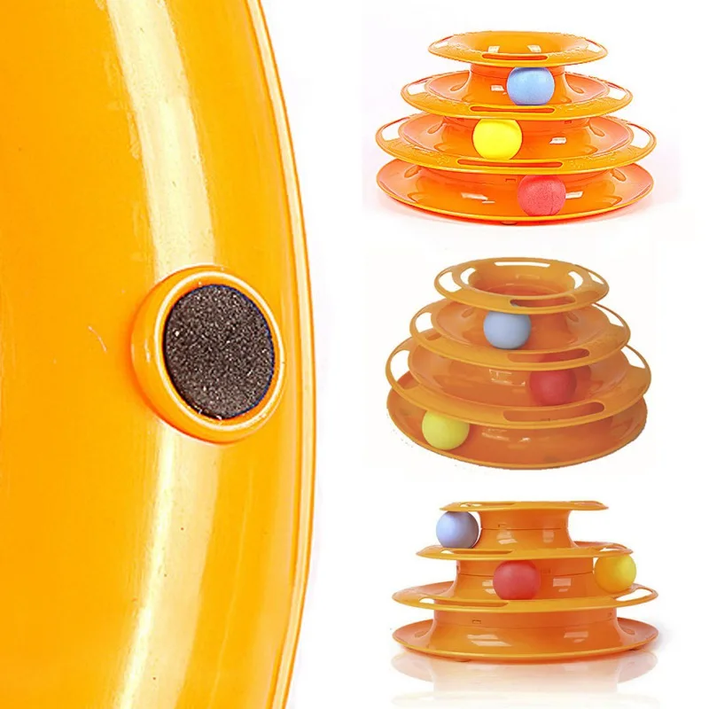 

Funny Pet Toy Cat Training Supplies Intelligence Triple Play Disc Cat Toy Balls Ball Toys Pets Entertainmen With Colorful Balls