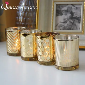 

Qianxiaozhen Plating Glass Candle Holders Wedding Decorations Candles Home Decoration Candle Lantern