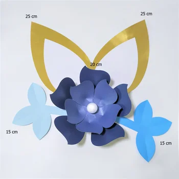

Cardstock Dark Blue DIY Easy Paper Flowers With Ears leaves Set 4 Baby Nursery Wall Flower Decor Shower Birthday Video Tutorials