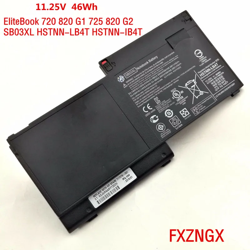 

11.25V 46Wh Genuine SB03XL Laptop Battery for HP HP EliteBook 820 720 725 G1 G2 HSTNN-l13C HSTNN-IB4T HSTNN-LB4T SB03046XL E7U25