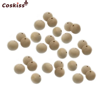 

Baby Teether Toys 0.55"(14mm) Wooden Natural Round Beads Nursing Chewing Wooden Teether For DIY Baby Teether Necklaces/bracelets