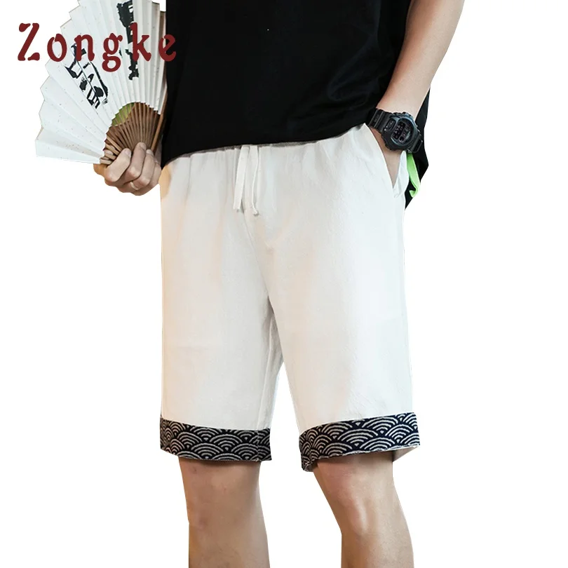 2018 New Cuffed Bermuda Shorts Men Bermudas Masculina Man Short Homme Chinese Style Linen Mens