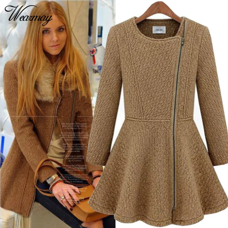 2016 Ladies' Autumn New Retro Elegant Woolen Double Front Opening Tie